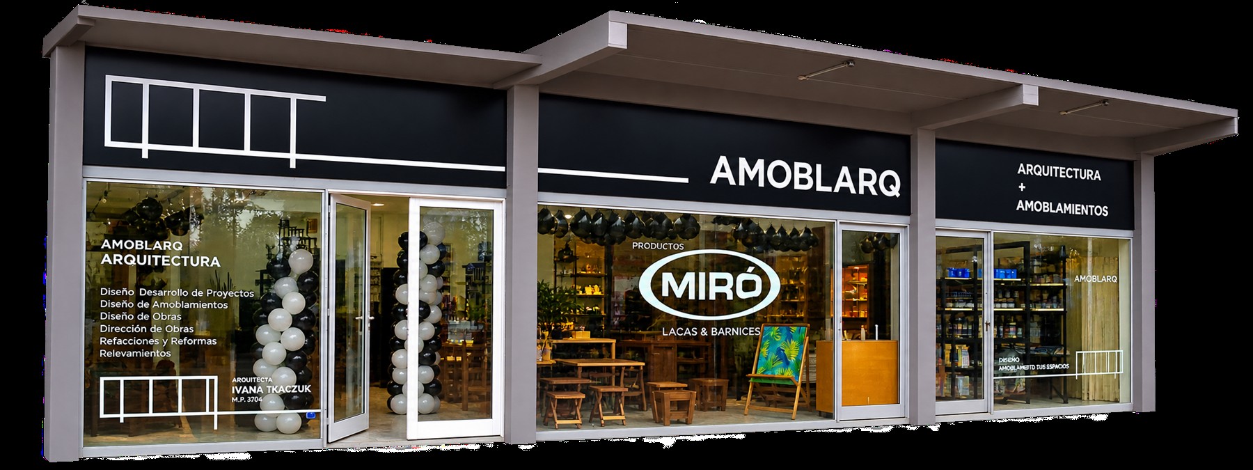 La fachada del local de AMOBLARQ